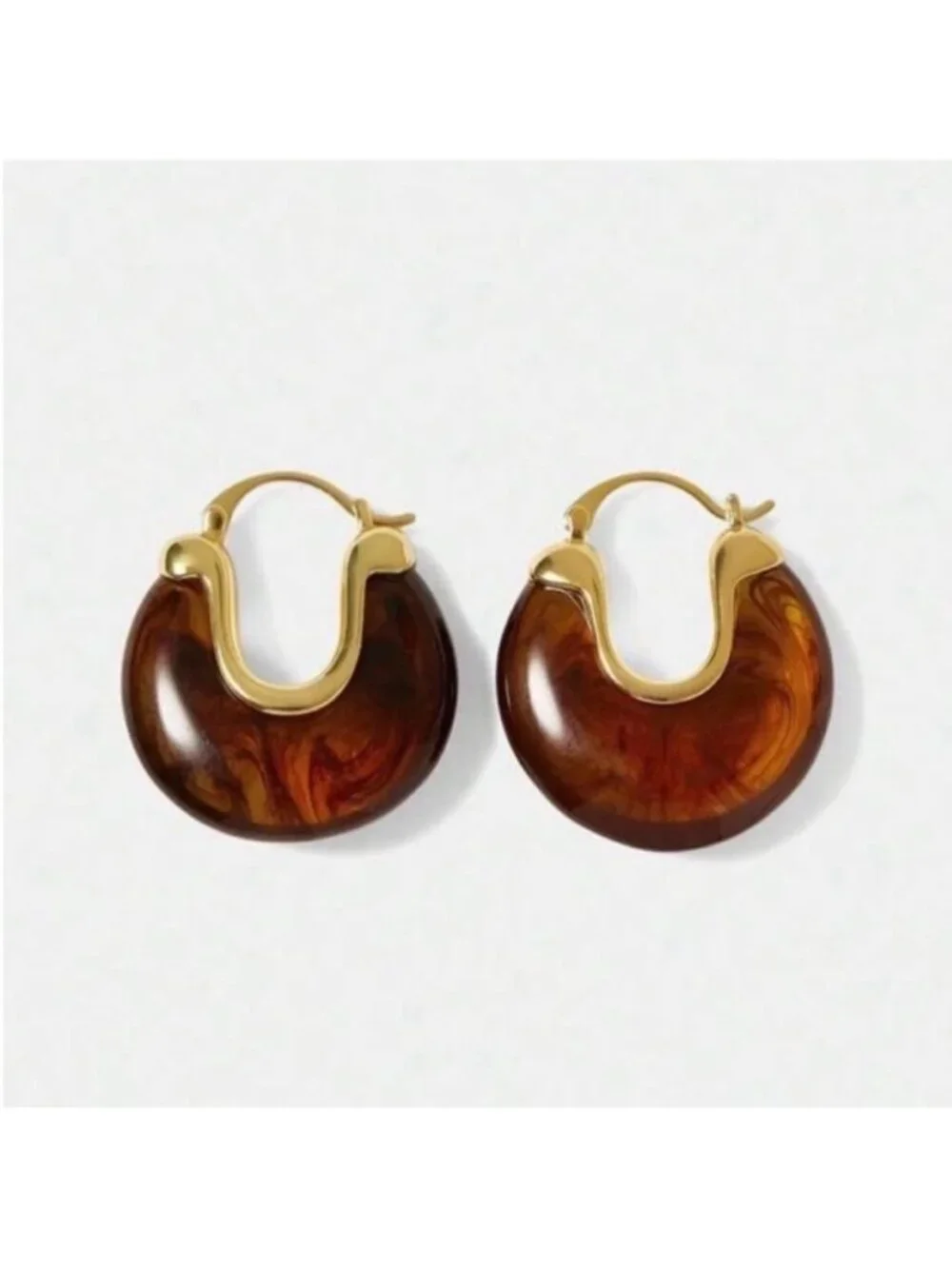 New! Amber Gold Huggie Hoop Earrings (1006) NWOT